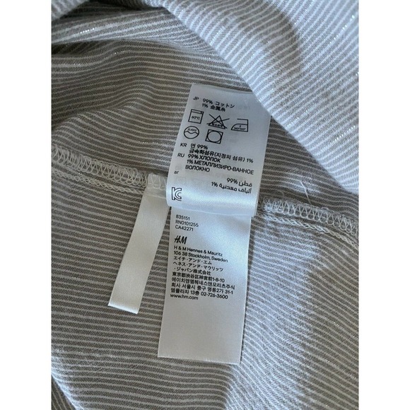 H&M Girls Shirt 7-8 Y Striped Grey Silver Color Long Sleeves Kids Fashion - Picture 7 of 11